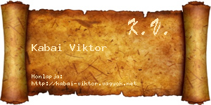 Kabai Viktor névjegykártya
